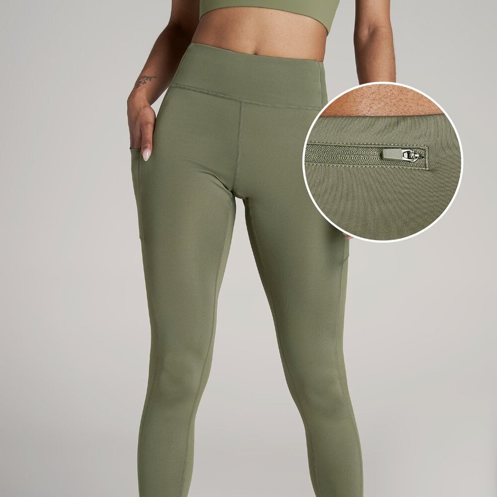 American Tall Women's Active Tall Leggings with Pockets in Olive Size XLXL / Ext